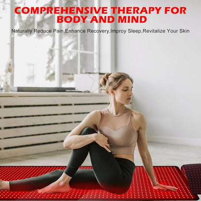 Red Light Therapy Mat for Full Body Pain Relief, 1560 LED Infrared Pad, Large Yoga Mat with Bonus Small Mat
